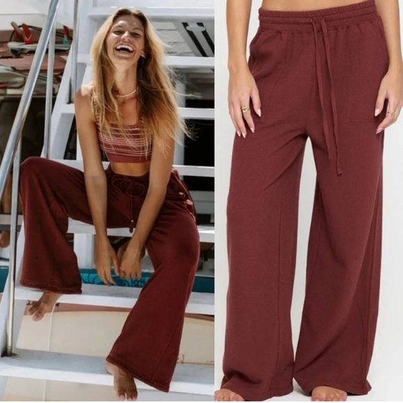 Spiritual Gangster Pants - Spiritual Gangster Claudia lofty slub rib wide leg pant NWT size XL